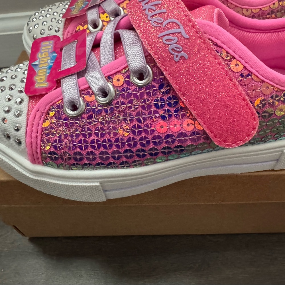 Sketcher Pink and Silver Kids Shoes